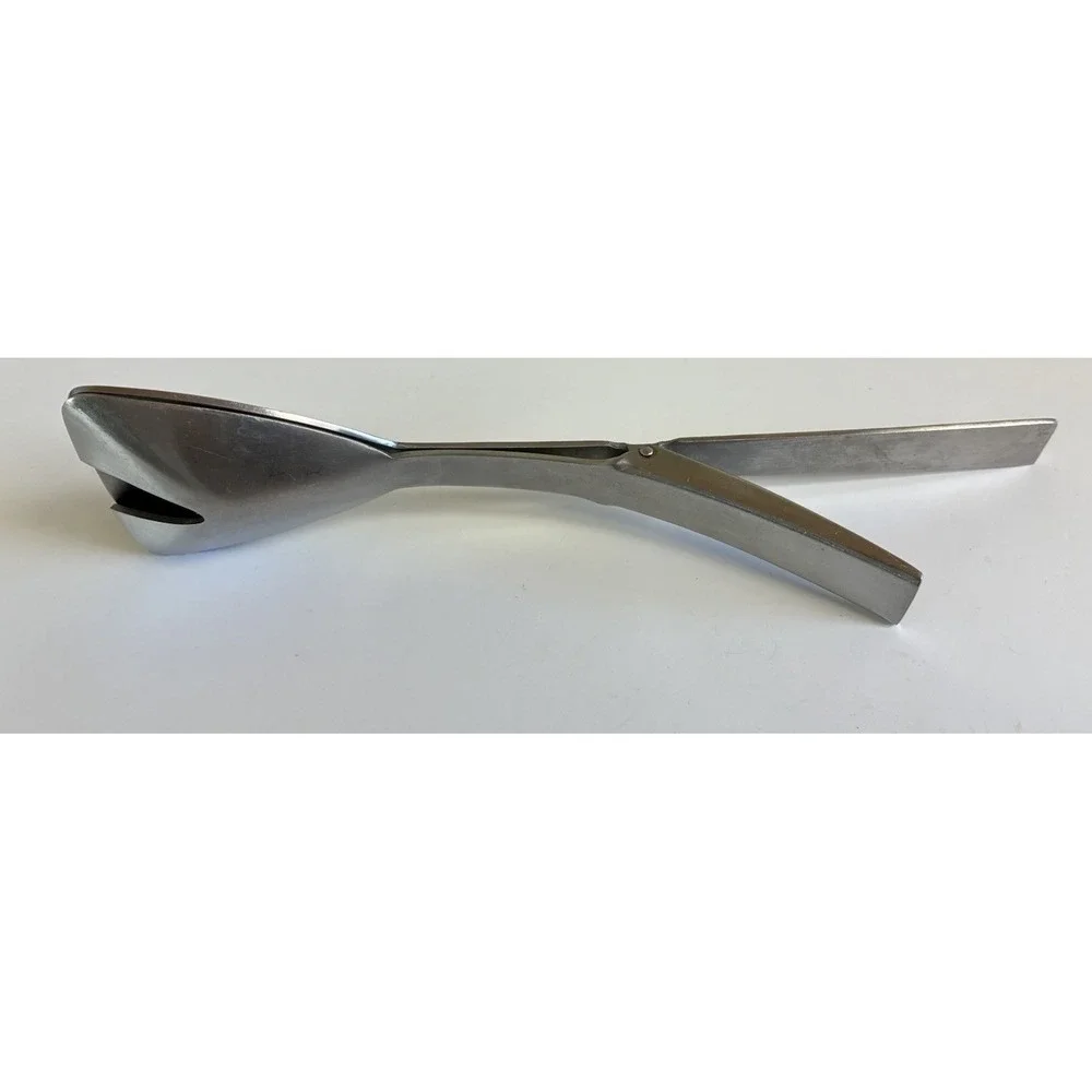 Arthur Salm AS Japan Saxon 1966 Stainless Ice Tongs Salad Serving‎ Tongs Vintage